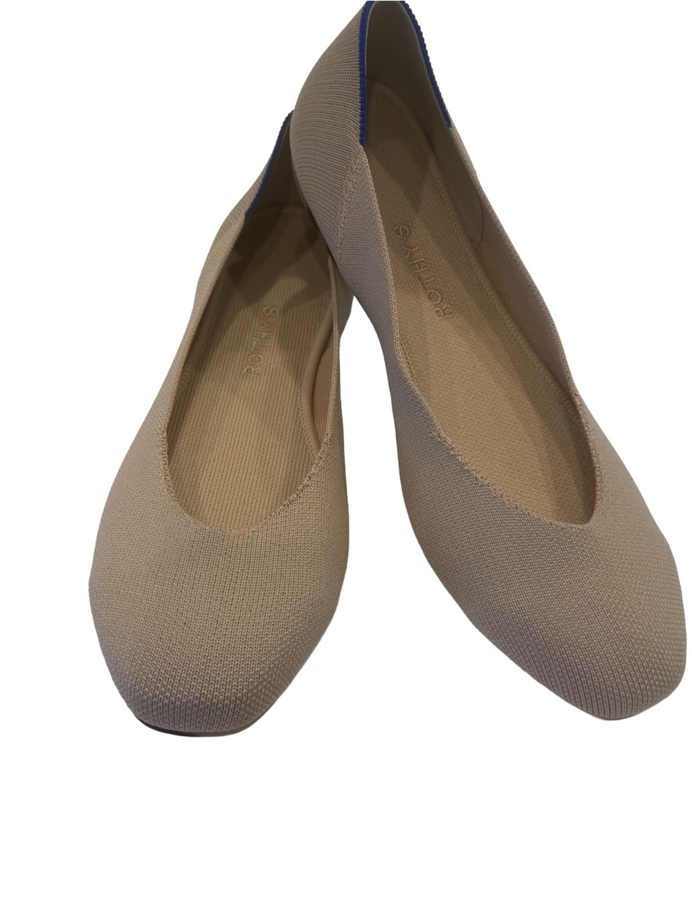 Rothy’s Womens Rounded Toe V Shaped Vamp Slip On Ballet Flats Ecru Sz 12 NEW